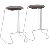 Finn 26" Counter Stool in Grey Leatherette & White Steel (Set of 2)